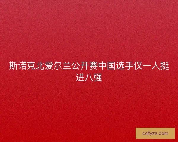 斯诺克北爱尔兰公开赛中国选手仅一人挺进八强